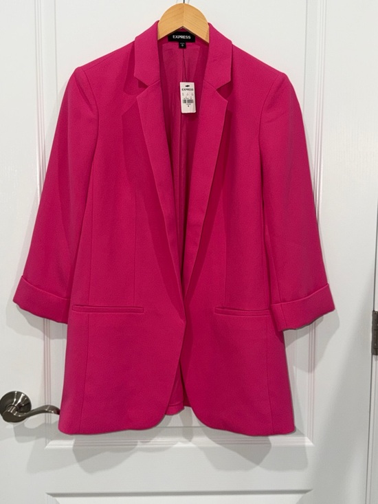 Express Jackets & Blazers - Express Women's hot pink Open-Front Blazer NWT 3/4 length sleeves medium